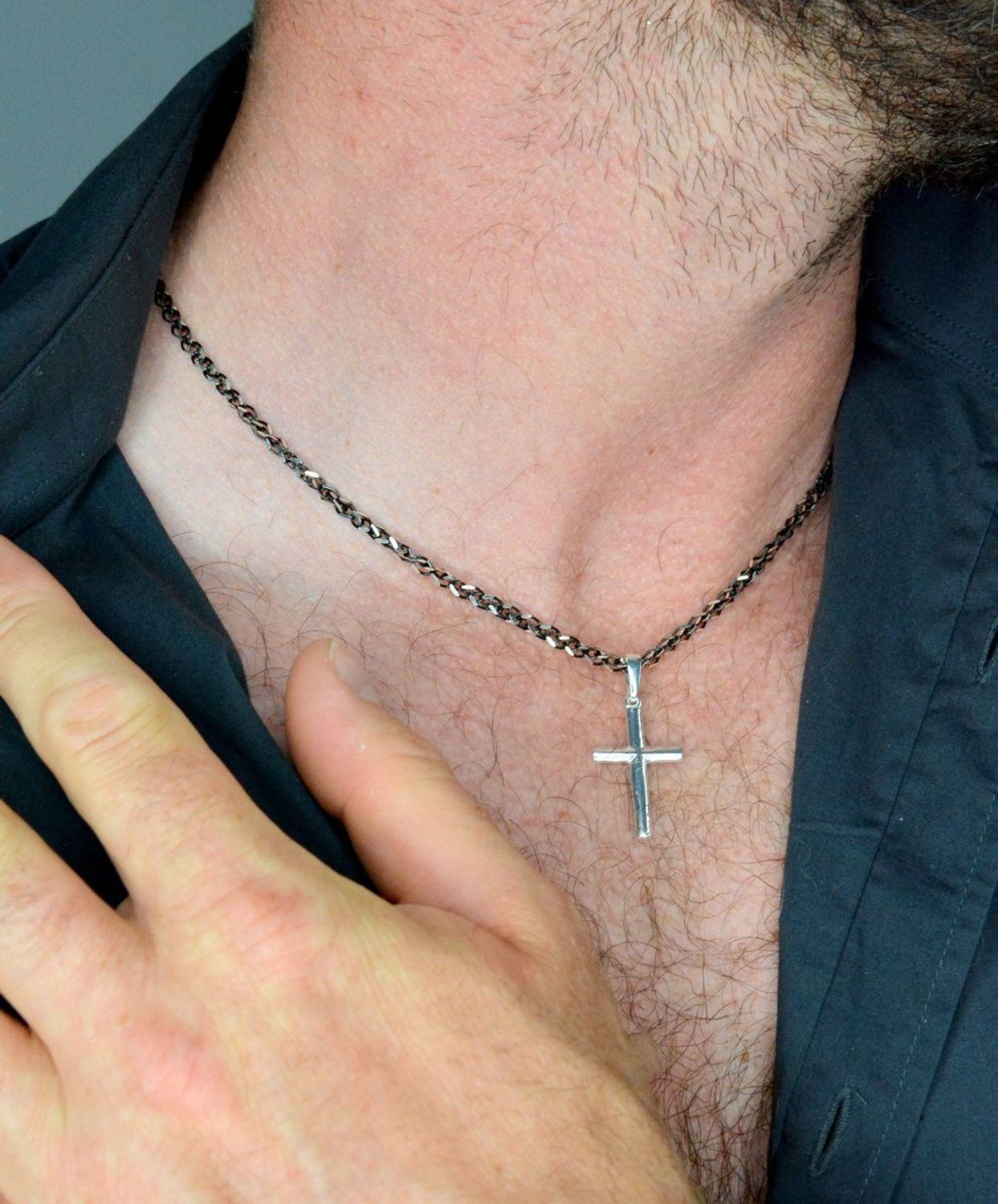 Łańcuszek srebrny 925 oksydowany , czarny DIA-LAN-5993-925 3,2mm. Łańcuszek męski typu pancerka to jeden z najmodniejszych wzorów męskich wszech  (1).jpg